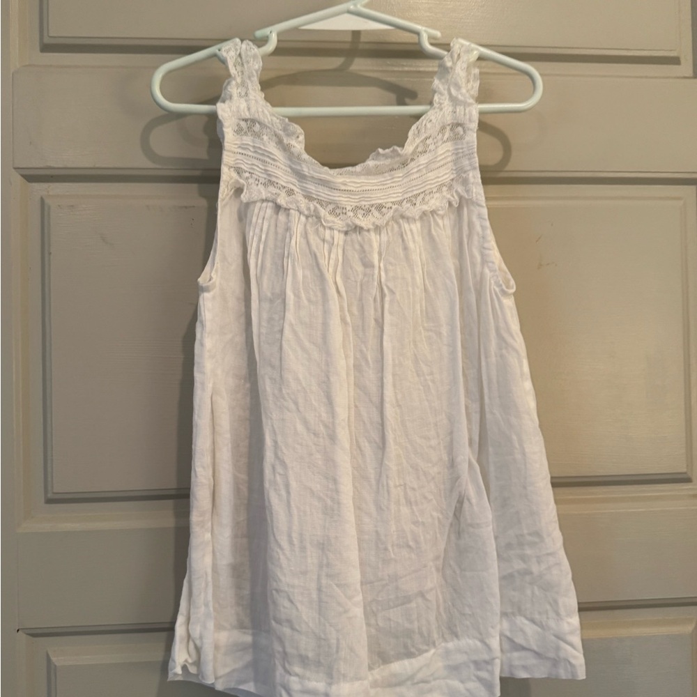 Doen White Lace Trimmed Kids Blouse